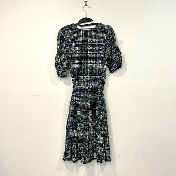 Enfocus Studio Womens Wrap Elbow Sleeve Belted Tweed Dress Gray Black Size 12 - Picture 7 of 9